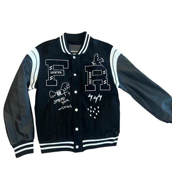 Men’s First Row Varsity Denim Stretch Jacket Buckle Sold Out NWOT Size Large - Picture 3 of 7